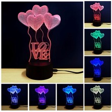 Romantic Wedding Party Decor 3D Visual Optical Illusion Colorful LED Table Desk Lamp Force Awaken Valentine's Day Gifts 1pc 2024 - buy cheap