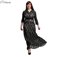 2017 Womens Elegant Lace Party Dress Big Sizes Sexy Backless Black Maxi Long Dresses Plus Size 6XL 7XL vestidos 3058 2024 - buy cheap