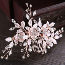 New Fashion Allloy Leaves Flower Wedding Hair Comb Clear Crystal Bride Hair Accessories Women Jewelry ML 2024 - buy cheap