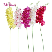 Moda orquídea flores artificiais diy borboleta artificial orquídea buquê de flores de seda phalaenopsis casamento decoração de casa 9 flores 2024 - compre barato