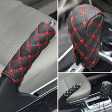 2Pcs/Set Faux Leather Hand Brake Shift Knob Cover Gear Case Car Interior Decor Shift Knob Shell 2024 - buy cheap