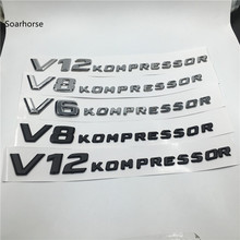 Adesivo de emblema automotivo, adesivo preto/prateado para mercedes benz amg v6 v8 v12 compressores abs 2024 - compre barato