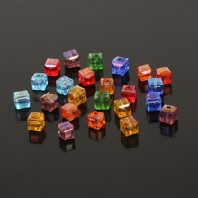 Cuentas sueltas de cristal de cubo transparente, accesorio colorido y exquisito, cuentas de vidrio de forma cuadrada para joyería DIY, apto para pulsera y collar 2024 - compra barato