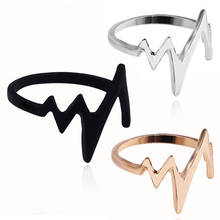1 PC Hot Vintage Heart Beat Rings for Women Adjustable Electrocardiogram Ring Simple style Fashion Jewelry for Party 2024 - buy cheap