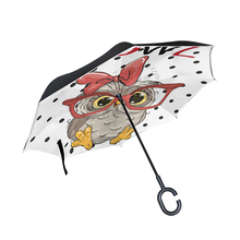 Guarda-chuva reversível de coruja fofa com óculos, guarda-chuva invertido e de longa duração à prova de vento para mulheres 2024 - compre barato