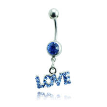 Body Jewelry Fashion Belly Button Rings 316L Stainless Steel Barbells Dangle Rhinestone Letter LOVE Navel Piercing Rings 2024 - buy cheap