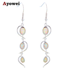 Designer brinco Noble style White Fire Opal Silver Stamped Dangle Earrings for women Fashion Jewelry OE363A 2024 - buy cheap