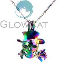 CC848 Rainbow Colors Loyal Love Skull Rose Beads Cage Pendant Aroma Essential Oil Diffuser Pearl Cage Locket Necklace 2024 - buy cheap