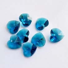 Free Shipping! Wholesale AAA Top Quality 14mm 6202 crystal heart pendant beads Blue Zircon 60pcs/lot 2024 - купить недорого