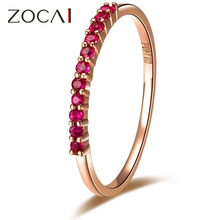 ZOCAI-anillo de compromiso de oro rosa de 18K y rubí 100%, sortija de boda con piedra de zafiro W02308, 0,14 CT 2024 - compra barato