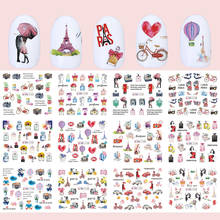 12pcs Romantic Paris Designs Nail Art Stickers Decals Cartoon Perfume Sliders On Nails Wraps Tip Charms Decoration TRBN1141-1152 2024 - buy cheap