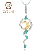 GEM'S BALLET Real 925 Sterling Silver Natural Green Agate Gemstone Handmade Vintage Moon Pendant Necklace for Women Fine Jewelry 2024 - buy cheap