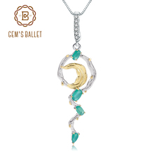 GEM'S BALLET-collar con colgante de Luna para mujer, Plata de Ley 925 auténtica, Gema de ágata verde Natural, hecho a mano, joyería fina 2024 - compra barato