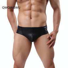 Sexy Gay Underwear Men Briefs Faux Leather T-panties Low Waist Briefs Shorts homme U Convex Pouch Underpants calzoncillos Brief 2024 - buy cheap