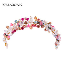 Colorful Pearl Hairband Bride's Tiaras Wedding Pearl Headband For Brides Hair Accessories Newes Wedding Headband Head Jewelry 2024 - buy cheap