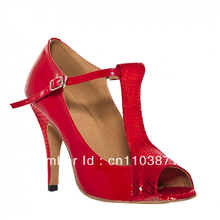 Туфли женские из лакированной кожи, красные, для Бальных, латинских танцев, сальсы, туфли для латиноамериканских танцев 2024 - купить недорого