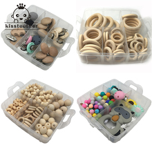 Baby Teether 4 Boxed Wood Beads Wooden Ring Teether Pacifier Clip Silicone Beads Raccoon Teether DIY Baby Teething Necklace 2024 - buy cheap
