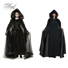 Disfraz de Halloween Death Hell para mujer, vestido de bruja de servicio, diablo, vampiro, falda larga, capa negra, bata, elfo 2024 - compra barato