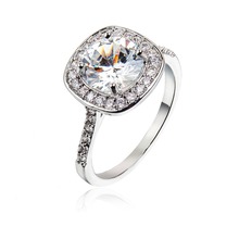 Блестящие прозрачные граненые циркониевые маленькие мерцающие кристаллы вокруг элегантные посеребренные кольца для женщин 4 размера 2024 - купить недорого