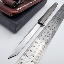 JSSQ-cuchillo plegable D2 con mango de titanio, navaja de bolsillo para supervivencia al aire libre, cuchillo táctico de caza, Mini herramienta EDC portátil para acampar 2024 - compra barato