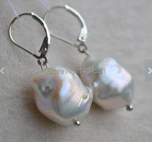 Pendientes de perlas-tamaño enorme, 16-17mm, faceta, Color blanco, pendientes colgantes de perlas naturales de agua dulce, Envío Gratis, venta al por mayor 2024 - compra barato