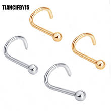 TianciFBYJS 10pcs Stainless Steel Ball Crystal Straight Screw Nose Stud Hooks Bar Pin Nose Rings Body Piercing Jewelry For WOman 2024 - buy cheap