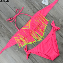 2019 Tassel Bikini For Girls With Pads Bandeau Children Swimwear Kids Two Piece Swimsuit 8-16 Years Old Swimming Suits Pink Teen 2024 - buy cheap
