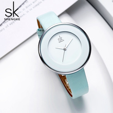 Shengke Blue Fashion Women Watches Luxury Quartz Clock Ladies Wristwatch Montre Femme 2019 New SK Women Leather Watches #K0084 2024 - buy cheap
