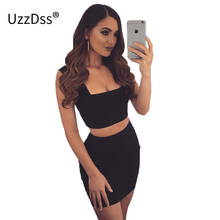 UZZDSS 2 Pcs Set Women Summer Mini Tunic 2017 Casual Vestidos Ukraine Sexy Evening Club Bandage Bodycon Party Dresses 2024 - buy cheap
