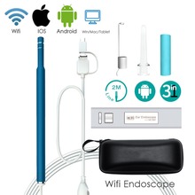 Endoscopio médico con Wifi para oreja, boroscopio, Android, PC, IOS, tableta, Iphone, herramienta para recoger orejas, USB 720P HD, azul 2024 - compra barato
