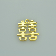 45 pcs metal charms gold color Double Happiness pendants jewelry findings and components fit Necklaces and bracelets   A4039 2024 - buy cheap