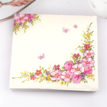Guardanapo de papel 20 com flores rosas, guardanapo de papel para decoração de beleza e festas 2024 - compre barato