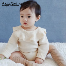 Ruffles collar knited romper baby toddler kids jumpsuit autumn winter cotton overalls children long sleeve pajamas 0 to 24m 2024 - buy cheap