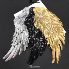 1Pair Sequins Wings Patches Clothing Embroidery Patch Fabric Sticker Iron On Applique Sewing Repair for Dress Bag 31X14cm 2024 - buy cheap