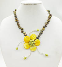 2818-12-6-11,599 #8 мм жемчужное ожерелье с цветком в стиле барокко 17" 2024 - купить недорого