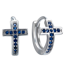 Hainon Fashion Silver Color Blue Zircon Cross Earrings Summer New product Jewelry for Women Wedding party Accessories 2024 - buy cheap