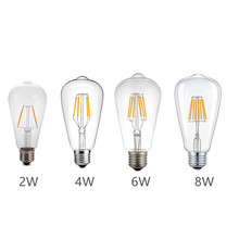 Bombilla LED E27 AC220V ST64 Retro, lámpara de filamento Edison, blanco cálido/frío, 2W/4W/6W/8W, carcasa de vidrio transparente, iluminación angular de 360 grados 2024 - compra barato