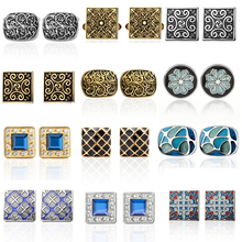 Men's shirts Cufflinks Wedding Jewelry exquisite retro pattern design brand hexagon flower design high-grade crystal Cufflinks 2024 - buy cheap