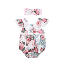 Lovely Newborn Infant Baby Girls Flower Clothes Ruffle Sleeve Romper Outfit Summer Short Sleeve Girl Clothing 2024 - buy cheap