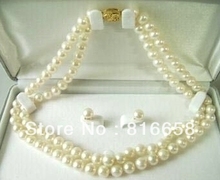 Free shipping@@true 7-8mm White Pearl Necklace Earring Set 2024 - buy cheap