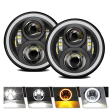 Yait-faro Led de 90W y 7 pulgadas para motocicleta Lada, faro alto-bajo con Halo Angel Eyes, para MODELO 4x4 urban Niva Land rover defender Hummer 2024 - compra barato