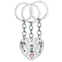 3PCS/set Big Mom Lil Sis Stainless Steel Sister Mother Love Heart Family Keychain Keyring Charm Jewelry Women Best Friend Keyfob 2024 - buy cheap