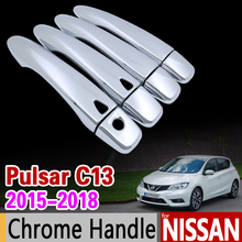 Para Nissan Pulsar C13 Luxuoso Chrome Maçaneta Capa Guarnição conjunto Tiida 2015 2016 2017 2018 Acessórios Do Carro Adesivos de Carro Styling 2024 - compre barato