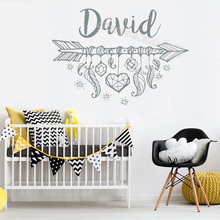 Boho Style Arrows Feathers Wall Sticker Custom Name Vinyl Wall Decals Home Decor Nursery Children's Bedroom Bohemian Mural EA946 2024 - buy cheap