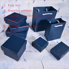 Alta qualidade 10 unidades azul caixa de joias de papel kraft caixas de presentes organizador amuletos anel relógio brinco jóias caixas de exibição 2019 2024 - compre barato