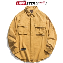 LAPPSTER-camisas de carga Vintage para hombre, ropa informal estilo Harajuku, Hip Hop, colorida, suelta con botones, 2021 2024 - compra barato