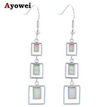 Ayowei birthday gifts for women White fire opal Silver stamped New popular Dangling earrings Fashion jewelry OE362A 2024 - buy cheap