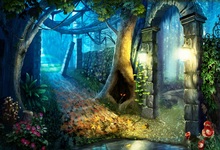 Laeacco Photo Backdrops Fairytale Green Grass Vine Stone Archdoor Light Tree Kid Scenic Photography Backgrounds Photocall Studio 2024 - buy cheap