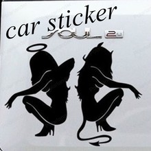 free shipping Beauty Sexy Angel and devil stickers 20*15cm waterproof top sale Angels and Demons Reflective car stickers 2024 - buy cheap