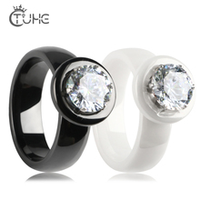 Женское керамическое кольцо с фианитами, ширина 6 мм 2024 - купить недорого